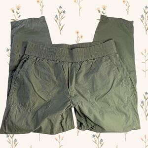 Lou & Grey Olive Green Utility Cargo Cropped Pull On Track Pants Size L